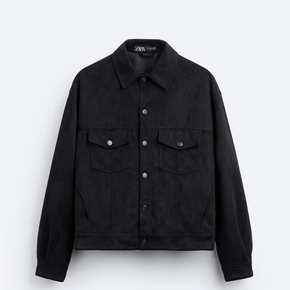 Zara Men's Boxy Cut Faux Suede Jacket